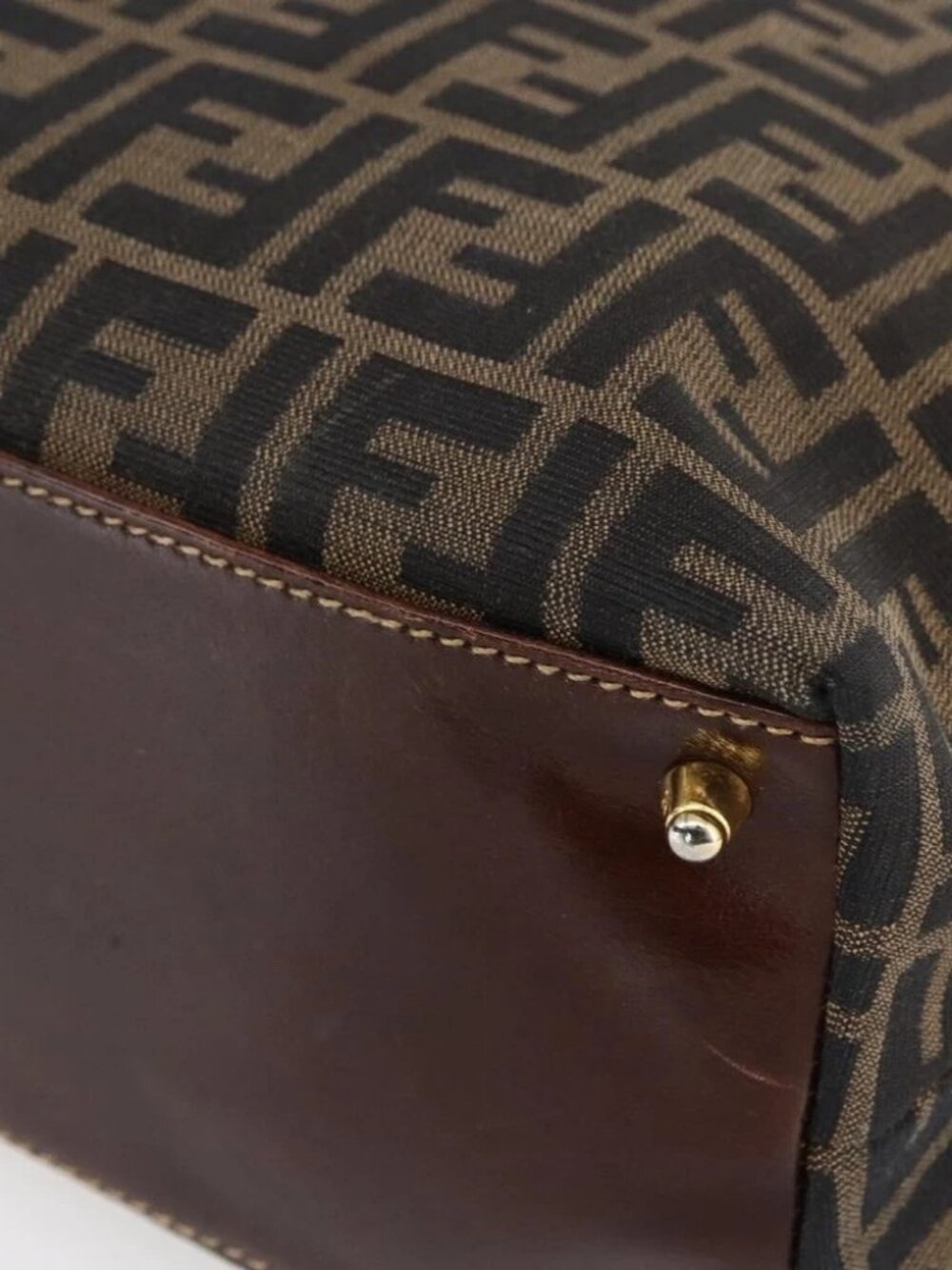 FENDI Zucca Canvas Mamma Baguette Hand Bag Black Brown Silver - Picture 12 of 16